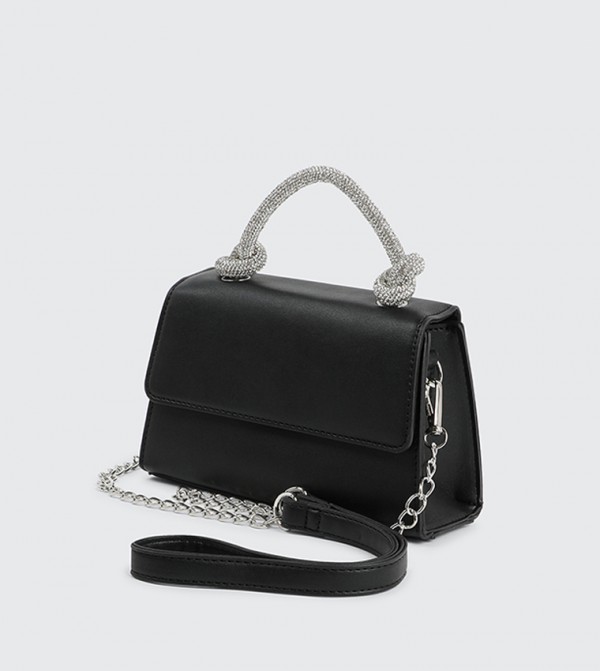 Embellished Knotted Top Handle Bag