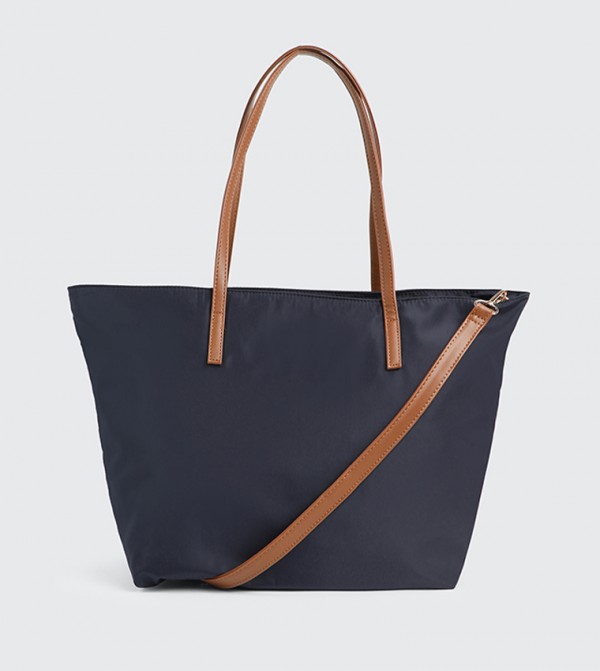 Contrast Detail Nylon Tote Bag