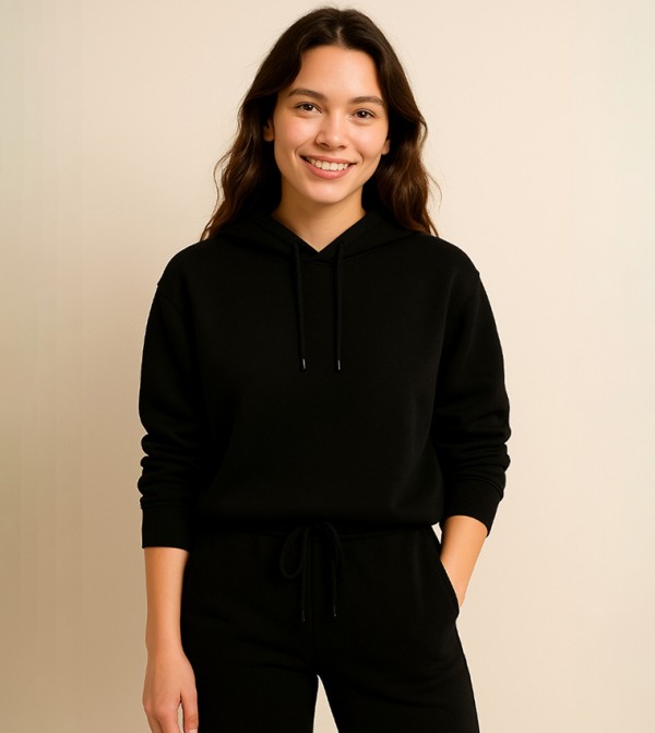 Solid Cotton Fleece Hoodie
