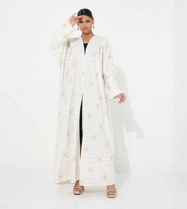 Embroidered Open Front Abaya