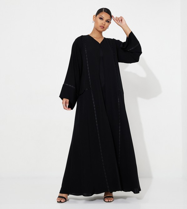 Lace Detail Wide Sleeves Abaya