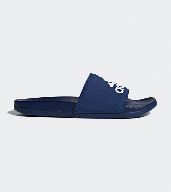 Buy Adidas Adilette Comfort Slides Dark Blue/Ftwr White/Dark Blue In ...