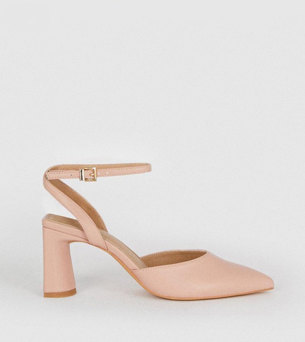 Pale pink block outlet heel sandals