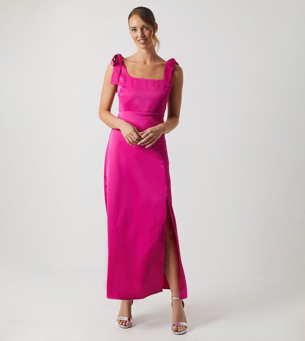 Tie Shoulder Maxi Bridesmaids Dress