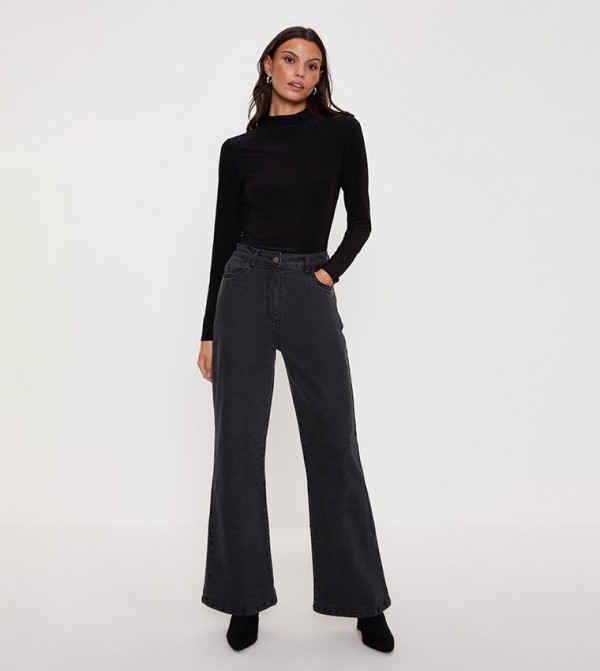 Buy Oasis Adeline Wide Leg Jeans In Black 6thStreet Qatar