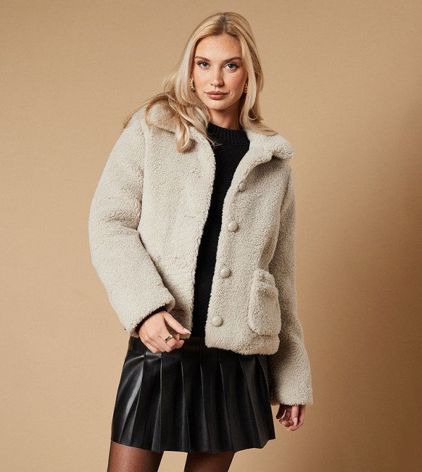 Teddy Shearling Button Through Jacket
