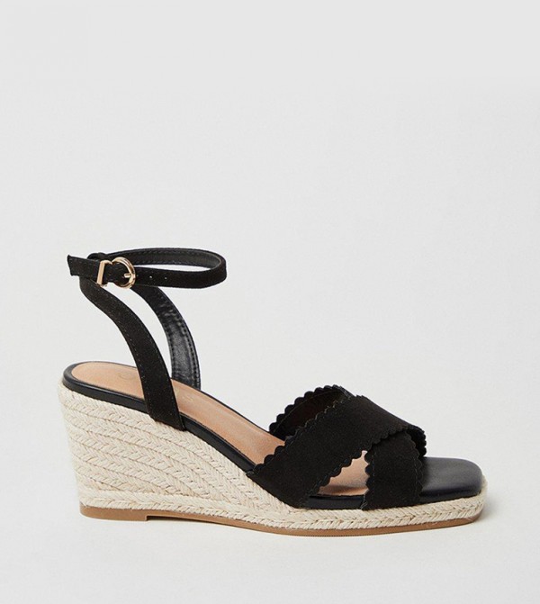 Buy Oasis Georgiana Scalloped Cross Strap Espadrille Sandals In Black 6thStreet UAE