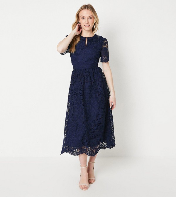 Lace Collared Midi Dress