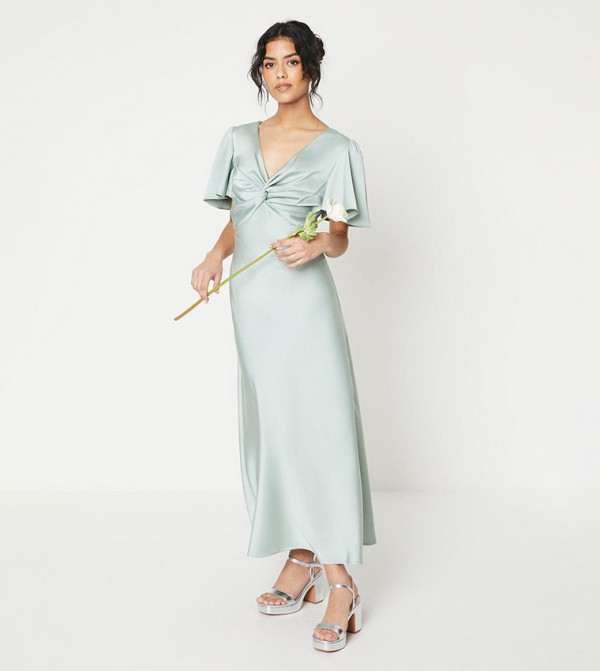 فستان ميدي بأكمام أنجل 