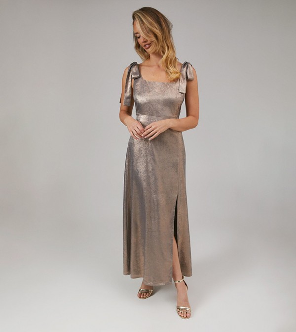 Shimmer Tie Shoulder Bridesmaids Dress