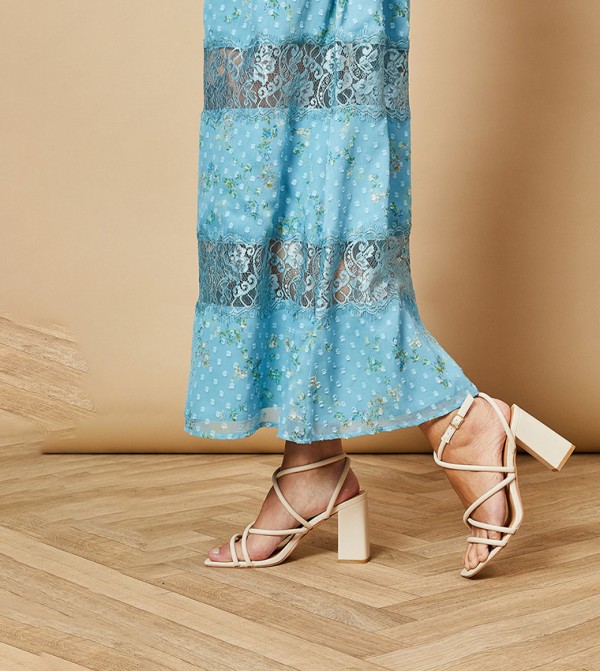 Molly Faux Leather Strappy High Block Heel Sandals