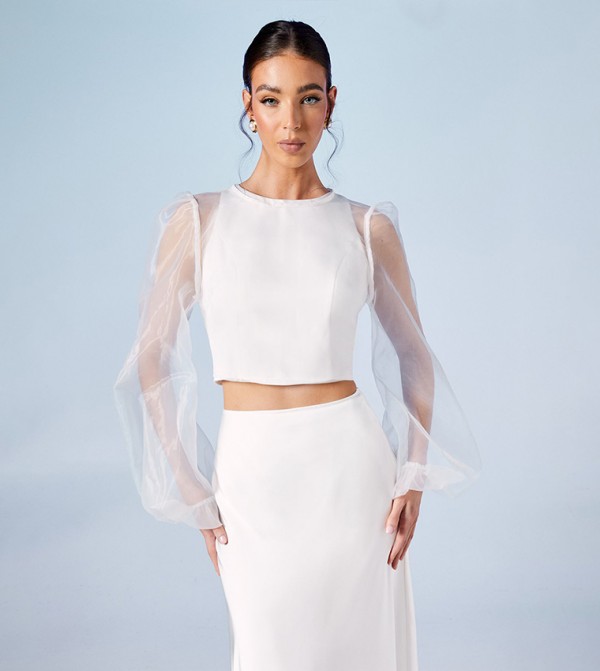 Blouson Sleeves Organza Bridal Top