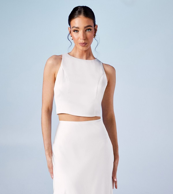 Satin Racer Bridal Crop Top