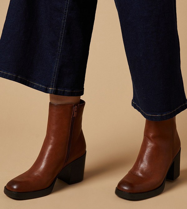 Mara Block Heel Platform Ankle Boots