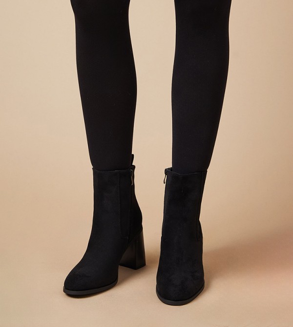 Maria Faux Suede High Block Heel Chelsea Boots