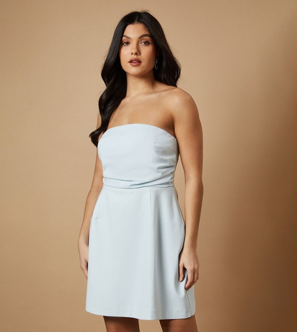 Solid Strapless Mini Dress