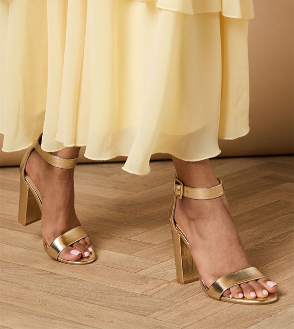 Milla Covered Buckle Block Heel Sandals