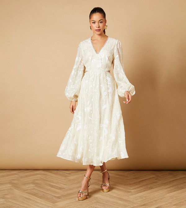 Chiffon Sequined Embellished Floral Midaxi Dress