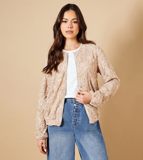 3D Floral Lace Long Sleeves Jacket