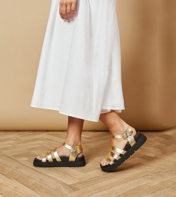Rachel Leather Strappy Chunky Sandals
