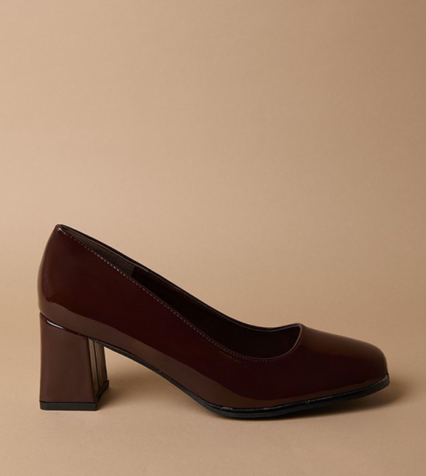 Vana Flared High Block Heel Square Toe Pumps