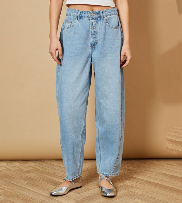 Washed Barrel Leg Jeans