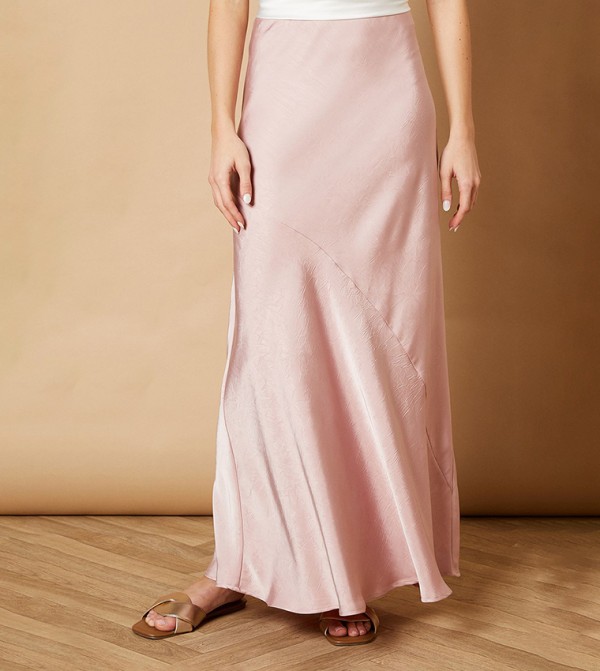 Satin Seam Detail Bias Cut Skirt