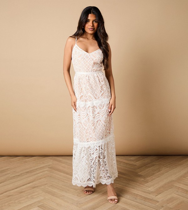 Lace Strappy Occasion Maxi Dress