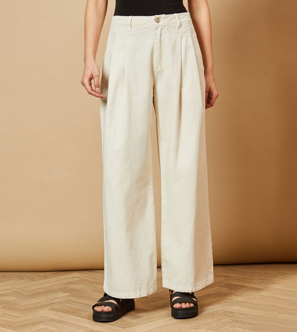 Solid Wide Leg Jeans