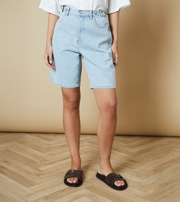 Washed Denim Bermuda Shorts