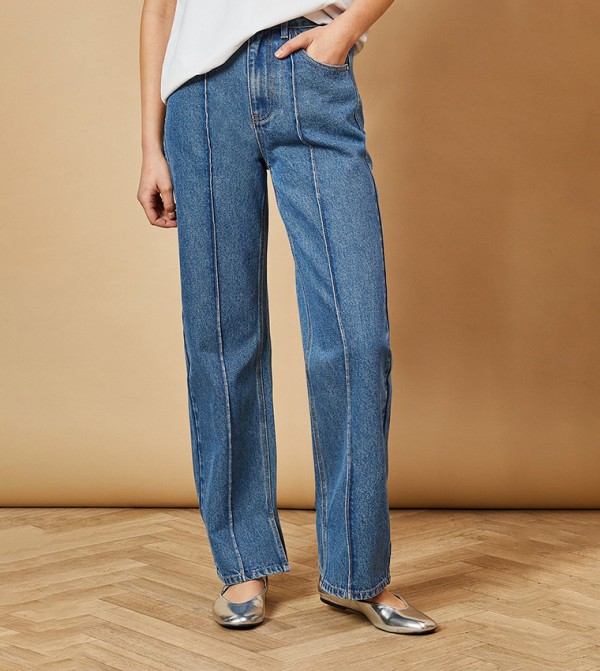 Seam Detail Straight Fit Jeans