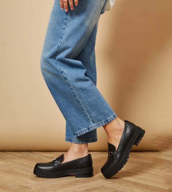 Barbara Faux Leather Snaffle Detail Loafers