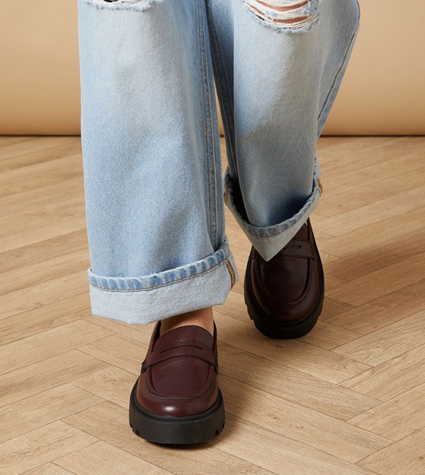 Brit Faux Patent Leather Chunky Penny Loafers