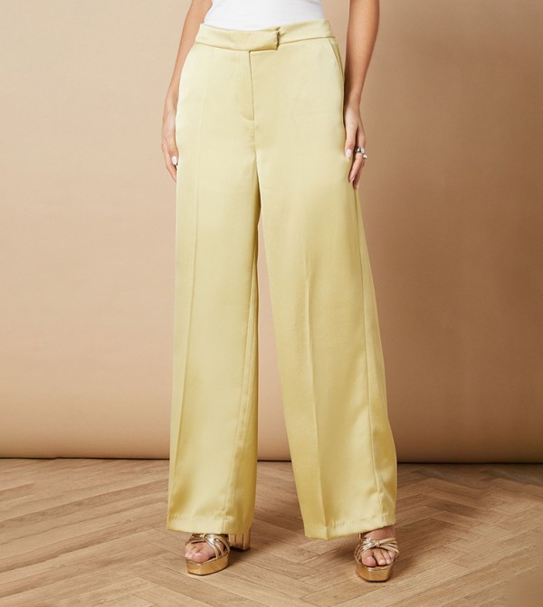 Satin High Waist Wide Leg Trousers