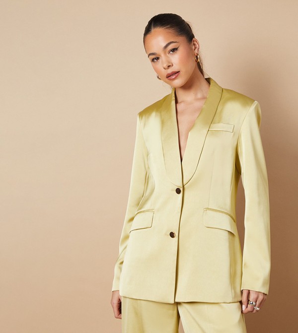 Satin Long Sleeves Slim Fit Blazer