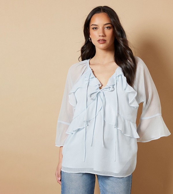 Boho Ruffle Bell Sleeves Top