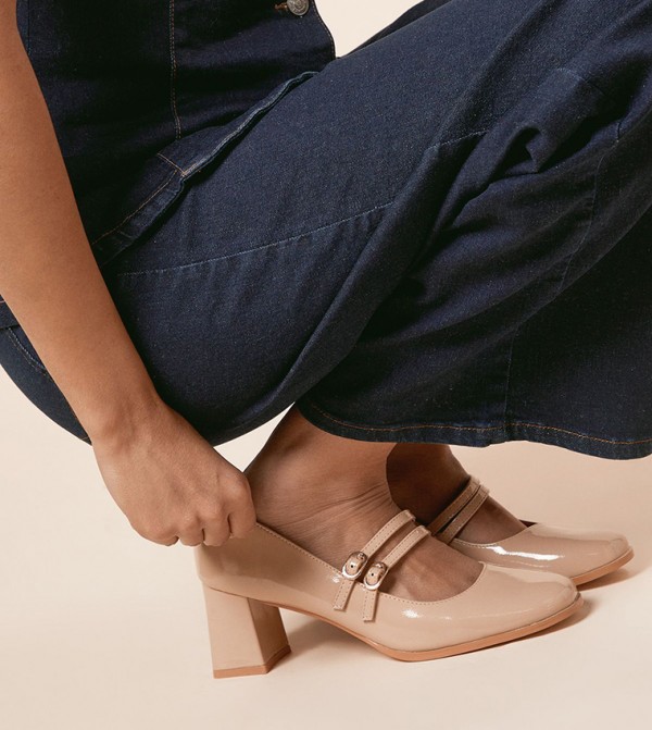 Catalina Patent Double Block Heel Mary Jane Pumps