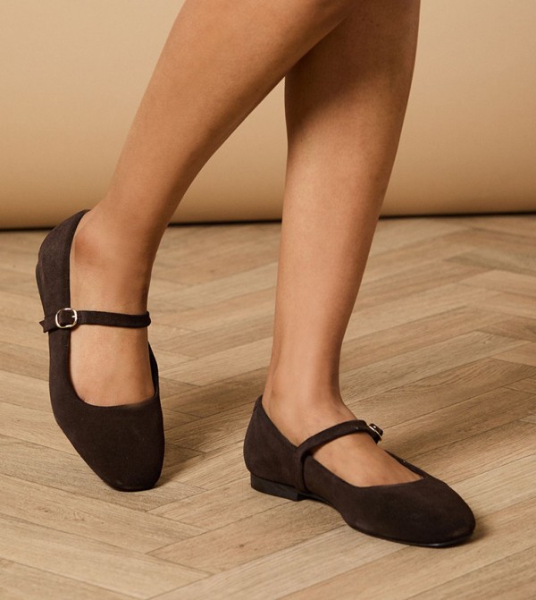 Suede Square Toe Mary Janes