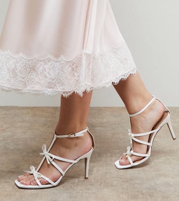 Dalpha Satin Bow Strappy High Stiletto Heel Sandals