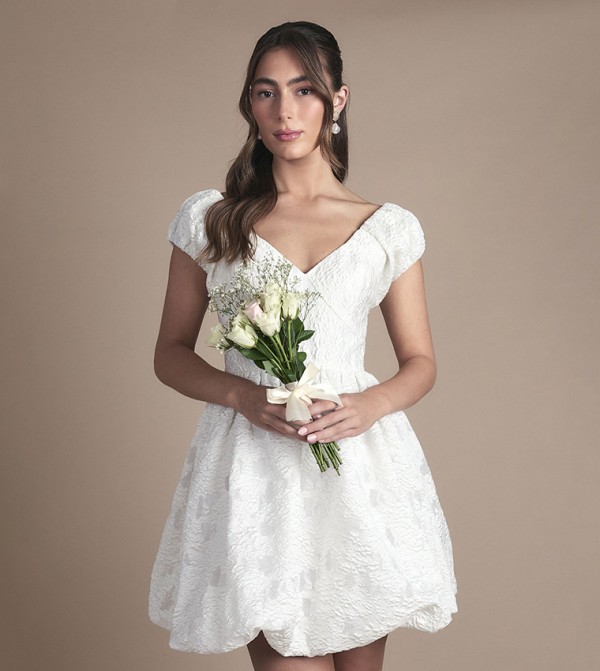 Sweetheart Textured Bridal Mini Dress