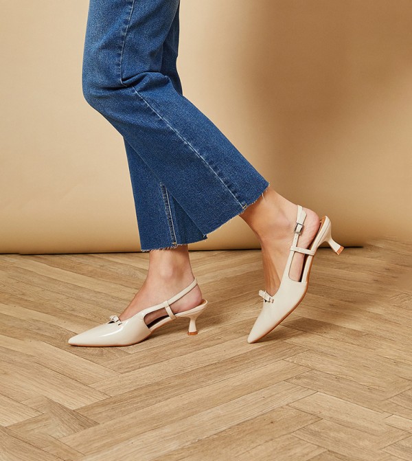 Oceane Faux Patent Leather Bow Detail Pumps