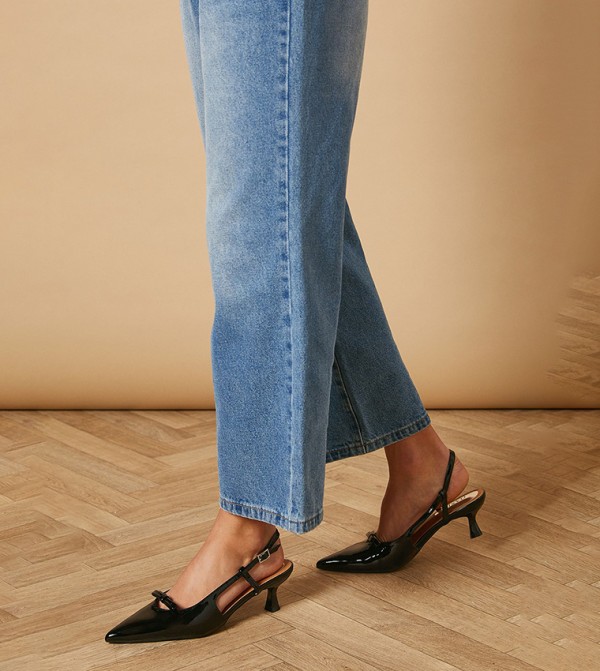 Oceane Faux Patent Leather Kitten Heel Slingback Pumps