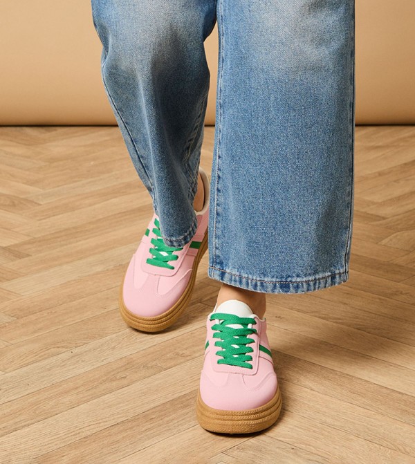 Eudora Faux Leather Two Tone Platform Sneakers