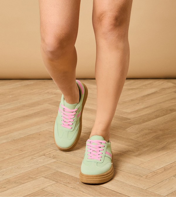 Eudora Faux Leather Two Tone Platform Sneakers