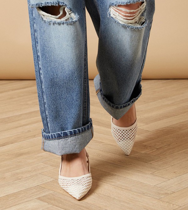 Sabel Faux Leather Kitten Heel Slingback Pumps
