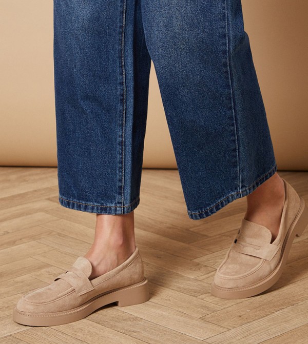 Bettie Faux Suede Chunky Penny Loafers