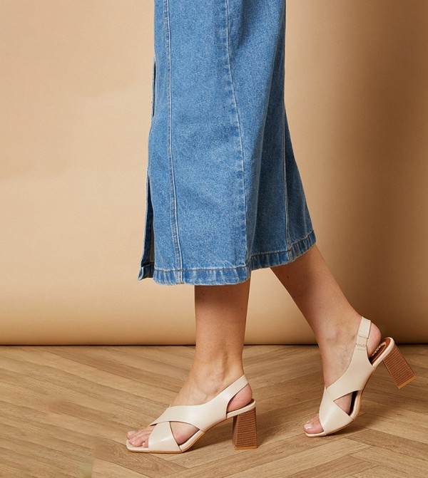 Skye Faux Leather Slingback Block Heel Sandals