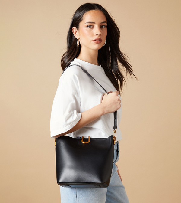 Jenny Metal Accent Bucket Bag With Inside Pocket