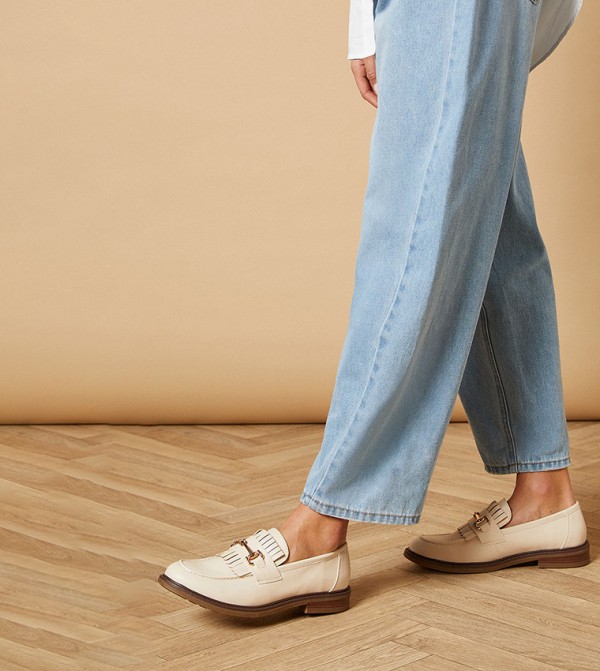 Zuleika Faux Leather Fringe Detail Chunky Loafers