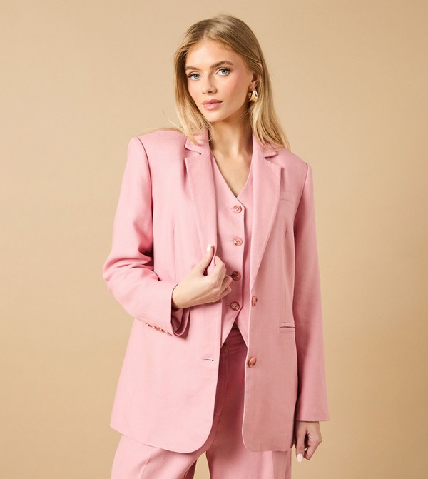 Linen Long Sleeves Oversized Blazer